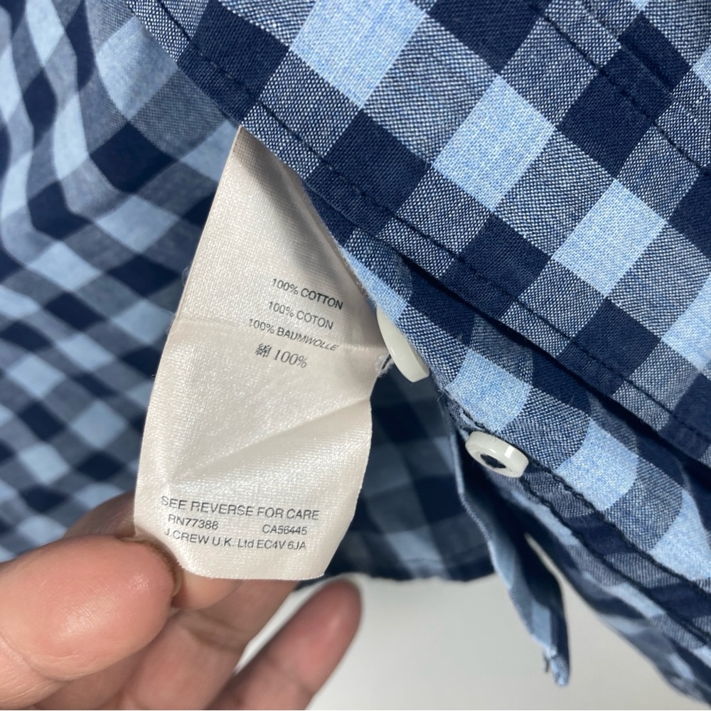 J. Crew Men's Medium Lightweight Slim Fit Gingham Button-Down Shirt Blue Cotton - Picture 11 of 16